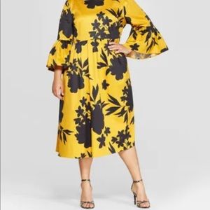Black and Yellow Floral MIDI dress ✨FINAL SALE✨